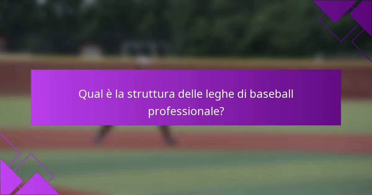 Qual è la struttura delle leghe di baseball professionale?