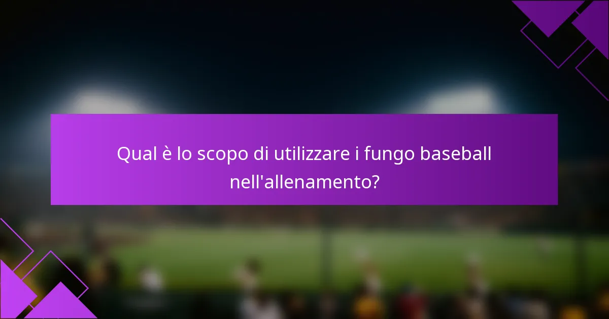 Qual è lo scopo di utilizzare i fungo baseball nell'allenamento?