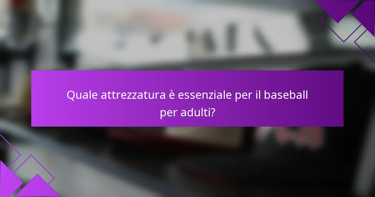 Quale attrezzatura è essenziale per il baseball per adulti?