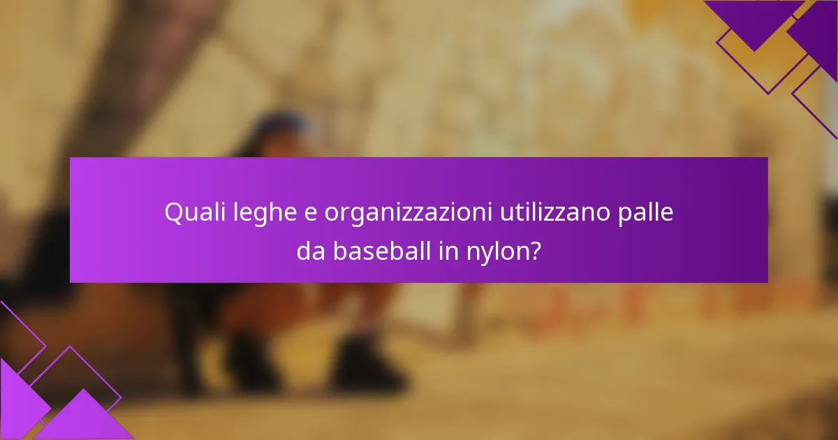 Quali leghe e organizzazioni utilizzano palle da baseball in nylon?